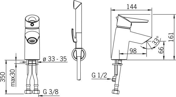 Optima Bateria umywalkowa jednouchwytowa Bidetta Oras 2712FG