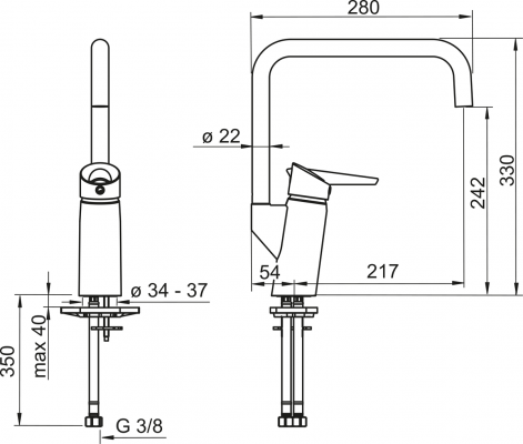 Optima Bateria kuchenna jednouchwytowa Oras 2733FG