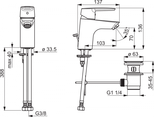 Saga Bateria umywalkowa jednouchwytowa Oras 3904F