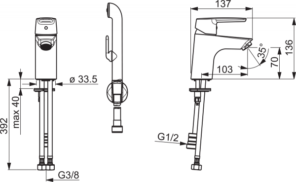 Saga Bateria umywalkowa jednouchwytowa Bidetta Oras 3912F