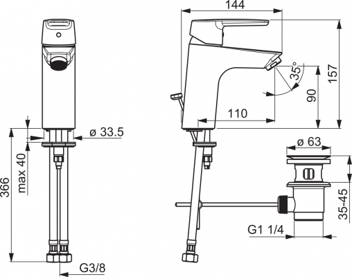 Saga Bateria umywalkowa jednouchwytowa Oras 3914F