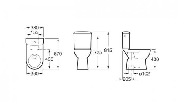 Dostępna Łazienka miska WC kompaktowa biała wysokośc 43 cm Victoria Roca A342237000