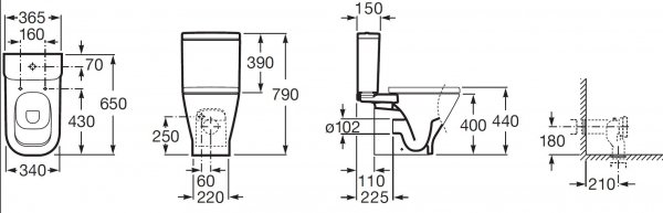 Miska WC do kompaktu odpływ poziomy Maxi Clean GAP Roca A34247700M