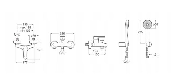 AROLA Bateria wannowo-prysznicowa Roca A5A016AC0K