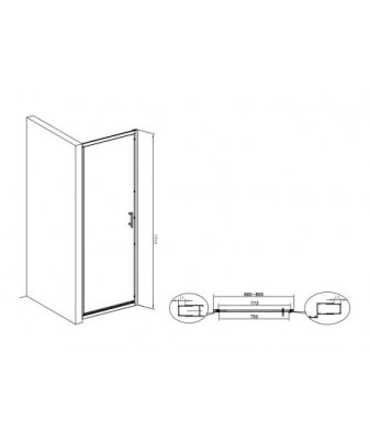 Drzwi prysznicowe TOWN 1-częściowe 90X195cm Roca AMP170901M