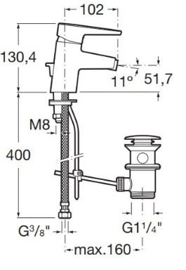 ESMAI Bateria bidetowa z korkiem automatycznym Roca A5A6031C00