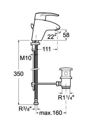 M2 Bateria umywalkowa stojąca chrom Roca A5272352K0