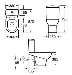 Miska WC MERIDIAN kompakt T/P biała Roca A342356003