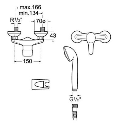 VICTORIA PLUS Bateria natryskowa Roca A5262371BF