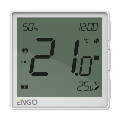 Internetowy, natynkowy regulator temperatury ZigBee, akumulatorowy, biały