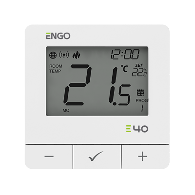 E40-230W - Programowany, Internetowy natynkowy regulator temperatury ZigBee/868MHz, 230V, biały ENGO Controls 932312903