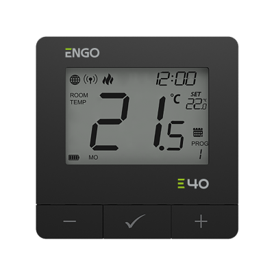 E40-BATB - Programowany, Internetowy, natynkowy regulator temperatury ZigBee/868MHz, bateryjny, czarny ENGO Controls 932312602