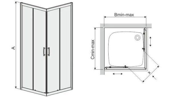 Kabina natryskowa KN/TX5B-90-S SBW0 Sanplast 600-271-0230-38-401