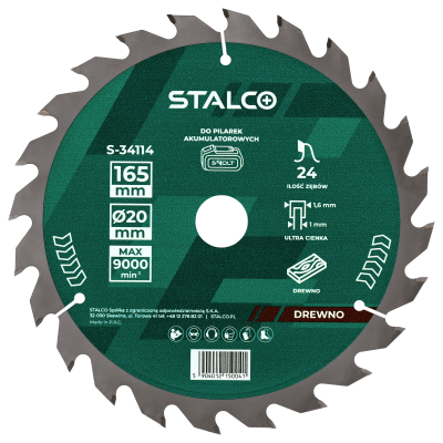 Piła tarczowa do drewna 185mmx2,5x20mm z24 STALCO S-34118