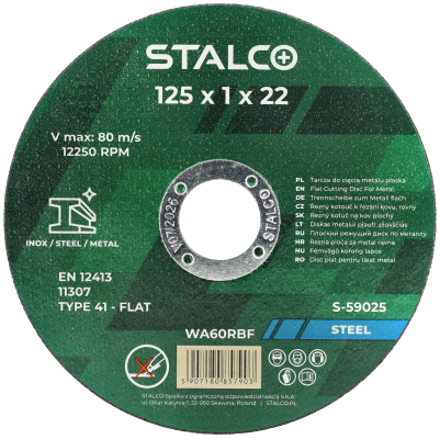 Tarcza do cięcia metalu płaska 125mmx1,0 STALCO S-59025