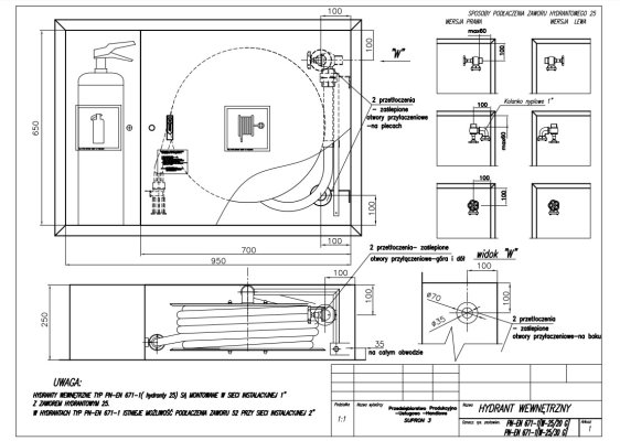 Hydrant wewn. s-25-wg30 patent ral 9003 gaśnica obok zwijadła Supron S-25-WG30-P-9003