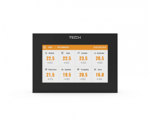 M-8N bezprzewodowy panel kontrolny do listwy L-8e podtynkowy, kolorowy wyświetlacz, czarny TECH Sterowniki  W_STR.M8.6.N_A.02.PL01