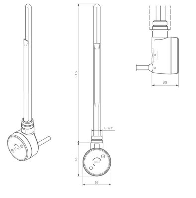 Grzałka DRY 1000W tuba silver matt sma Terma WEDRY10TSMAU