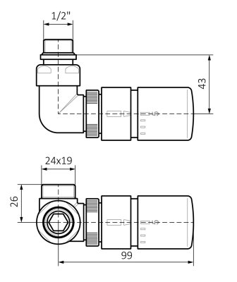 Zestaw termostatyczny 3-osiowy cylinder GZ 1/2