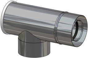 Trójnik koncentryczny stalowy z rewizją 90st. fi 60/100 do kotłów z zamkniętą komorą spalania Termet T9000001300