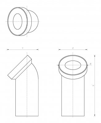 Kolano wc plastikowe 45st. TIA E-693006