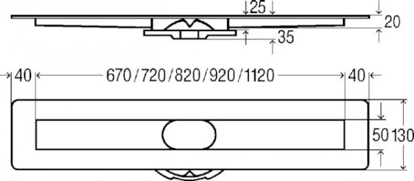 Korpus odpływu liniowego ze stali szlachetnej- nierdzewnej 750 mm wzór 4982.10 Advantix Viega 736965