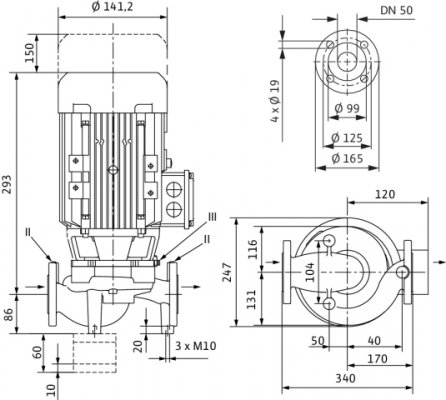 Pojedyncza standardowa pompa dławnicowa IPL 50/130-0,37/4, 3x400V, 0.37kW Wilo 2089557
