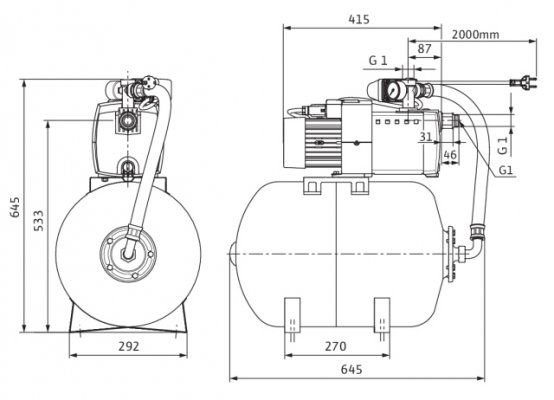 Wysokociśnieniowa pompa wirowa HiMulti 3 H 50-45 P, G1, 1x230V, 800W Wilo 2549342