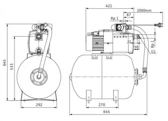 Wysokociśnieniowa pompa wirowa HiMulti 3 H 50-25 P, Rp1, 1x230V, 500W Wilo 2549340