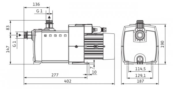 Wysokociśnieniowa pompa wirowa HiMulti 3 3-43 P-S1, G1, 1x230V, 400W Wilo 4197372