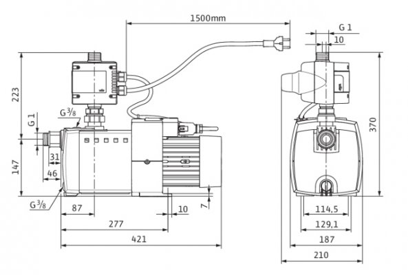Wysokociśnieniowa pompa wirowa HiMulti 3 C 1-25, G1, 1x230V, 500W Wilo 2543605