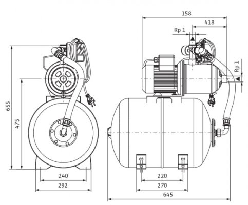 Wysokociśnieniowa pompa wirowa MultiCargo HMC 304, Rp1, 3ph, 0.55kW Wilo 2550618