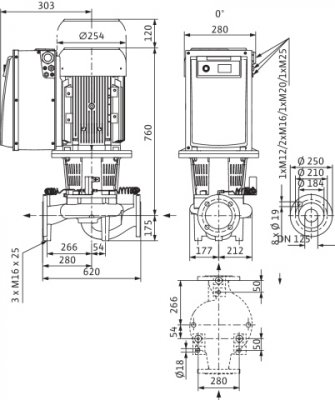 Energooszczędna pompa dławnicowa IL-E 125/210-5,5/4, DN125, 5.5kW Wilo 2159326